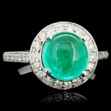 14K Gold 4.00ct Emerald & 0.60ctw Diamond Ring