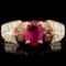 14K Gold 0.98ct Ruby & 0.34ctw Diamond Ring