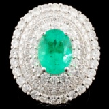 18K Gold 2.27ct Emerald & 2.40ctw Diamond Ring