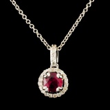 14K Gold 0.42ct Ruby & 0.17ctw Diamond Pendant