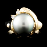 14K Gold 10.00MM Pearl & 0.04ctw Diamond Ring