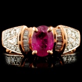 14K Gold 0.98ct Ruby & 0.34ctw Diamond Ring