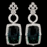 18K Gold 45.96ct Tourmaline & 3.58ct Diamond Earri