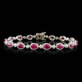 18k White Gold 6.84ct Ruby & 1.61ctw Diamond Brace