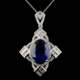 18K White Gold 12.43ct Tanzanite & 1.67ct Diamond