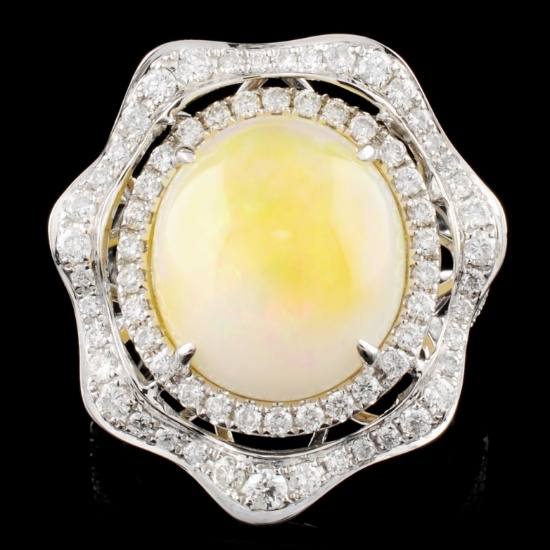 14K Gold 5.27ct Opal & 0.90ctw Diamond Ring