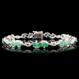 14K Gold 4.21ct Emerald & 1.20ctw Diamond Bracelet