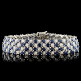 14K Gold 24.16ct Sapphire & 1.92ctw Diamond Bracel