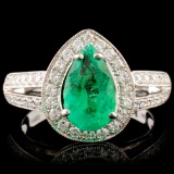 18K Gold 1.24ct Emerald & 0.47ctw Diamond Ring