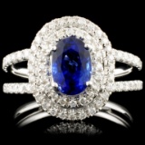 18K Gold 1.22ct Sapphire & 0.58ctw Diamond Ring