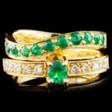 18K Gold 0.73ctw Emerald & 0.20ctw Diamond Ring