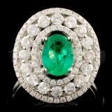 18K Gold 0.66ct Emerald & 1.02ctw Diamond Ring
