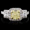 18K White Gold 1.61ctw Fancy Color Diamond Ring