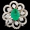 18K Gold 1.34ct Emerald & 1.22ctw Diamond Ring