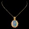 14K Gold 2.50ct Opal & 0.35ctw Diamond Pendant