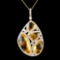 14K Gold 13.38ct Citrine & 1.36ctw Diamond Pendant