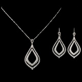 14K Gold 6.75ctw Diamond Pendant & Earrings