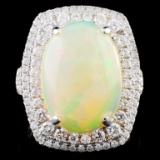 18K Gold 5.89ct Opal & 1.04ct Diamond Ring