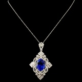 18K Gold 9.93ct Tanzanite & 2.12ctw Diamond Pendan