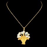 18K Gold Enamel Pendant