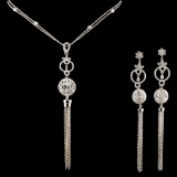 14K Gold 2.89ctw Diamond Necklace & Earrings