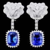 18K Gold 8.24ct Tanzanite & Diamond Earrings