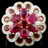 18K Gold 6.15ct Ruby & 0.59ctw Diamond Ring