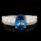 14k White Gold 1.15ct Sapphire & 0.42ctw Diamond R