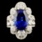 18K Gold 8.23ct Tanzanite & 1.43ctw Diamond Ring