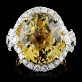 18K Gold 14.45ct Tourmaline & 1.84ctw Diamond Ring