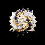 14K Gold 0.70ct Sapphire & 0.52ctw Diamond Ring