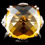 18K Gold 14.61ct Citrine & 0.19ctw Diamond Ring