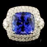 18K Gold 8.22ct Tanzanite & 1.11ctw Diamond Ring