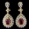 18K Gold 2.02ct Ruby & 2.76ctw Diamond Earrings