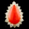 14K Gold 5.96ct Coral & 1.84ctw Diamond Ring