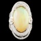 18K Gold 14.30ct Opal & 3.02ctw Diamond Ring