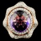 14K Gold 8.25ct Amethyst & 0.90ctw Diamond Ring