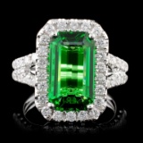 18K White Gold 4.09ct Tsavorite & 1.11ct Diamond R