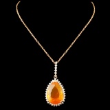 14K Gold 7.55ct Opal & 0.59ctw Diamond Pendant