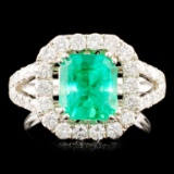 18K Gold 2.14ct Emerald & 1.25ctw Diamond Ring