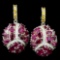 14K Gold 12.00ct Ruby & 0.50ctw Diamond Earrings