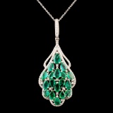 14K Gold 6.58ctw Emerald & 0.87ctw Diamond Pendant