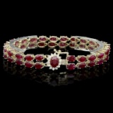 14k Gold 20.00ct Ruby & 0.50ct Diamond Bracelet