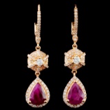 18K Gold 3.06ct Ruby & 0.83ctw Diamond Earrings