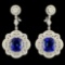 18K Gold 16.98ct Tanzanite & 4.55ctw Diamond Earri