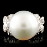 18K Gold 12.00MM Pearl & 0.27ctw Diamond Ring