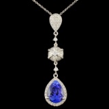 18K Gold 3.51ct Tanzanite & 0.56ctw Diamond Pendan