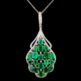 14K Gold 9.21ctw Emerald & 0.95ctw Diamond Pendant
