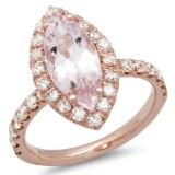 14K Gold 2.00ct Morganite & 1.00ct Diamond Ring