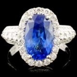 18K Gold 3.19ct Sapphire & 0.73ctw Diamond Ring